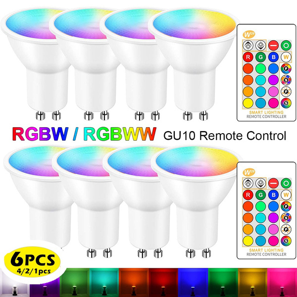 6/4/2/1PCS RGB Warm Cold White GU10 LED Light Remote Control Colour Changing Dimmable 16 Colors 5W LED Spot Light Bulb | Wish