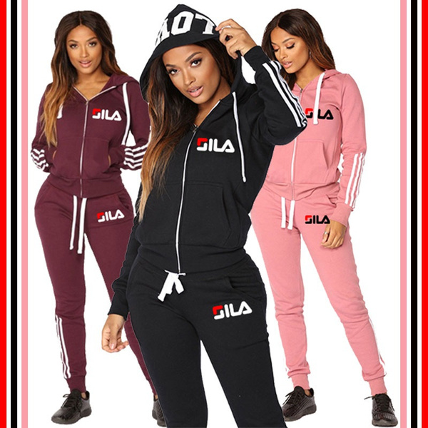 Ladies Fashion Trending Sports Track Suits Women Athletic Two Piece Set  Casual Slim Fitness Suit Zipper Hoodie and Pant