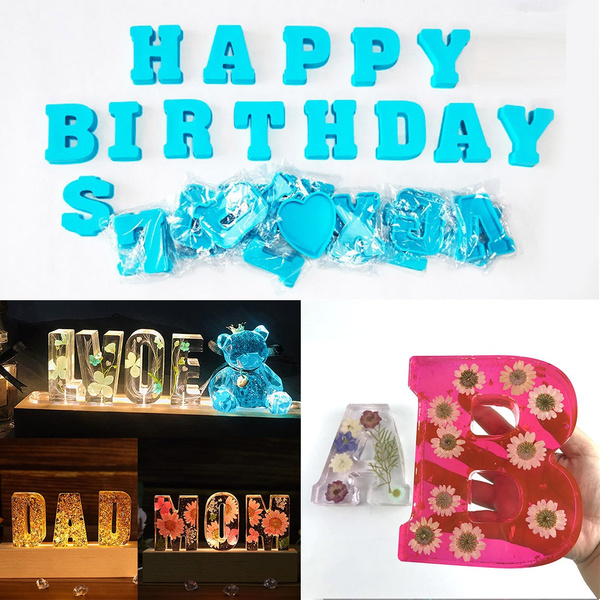 18cm Large Alphabet Letter Silicone Mold Decoration Craft For DIY Night  light Resin Molds For Birthday Party Wedding Home Decor A