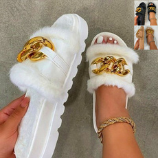 Summer, Plus Size, Chain, Slippers