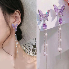 butterfly, Tassels, DIAMOND, Dangle Earring