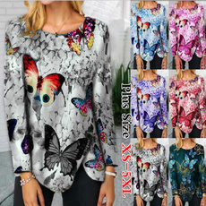 butterflyprint, butterfly, Plus Size, Tops & Blouses