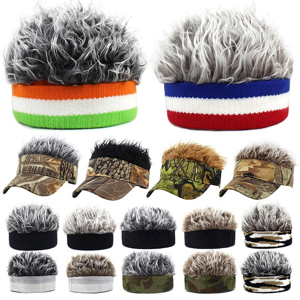 Mens Fashion Wig Cap Men Women Casual Camouflage Visor Hat Sunshade