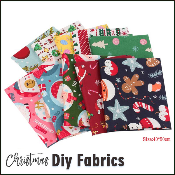 Christmas Precut Quilting Fabric Squares Santa Claus Snowman Print Red  Green Fabric for Xmas Sewing Crafting DIY Supplies