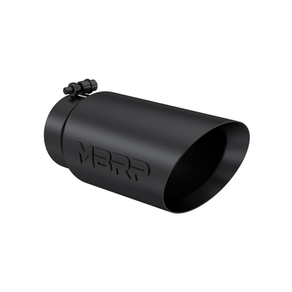 MBRP 4 Inch Exhaust Pipe Tip with Dual Wall and Angled Edge, Black