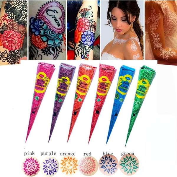 11 colors Henna Tattoos Kits Temporary Henna Tattoo Paste Cone with