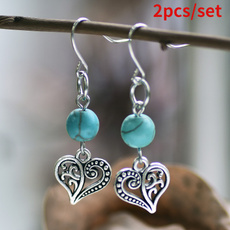 Sterling, Heart, Turquoise, DIAMOND