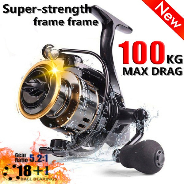 2021 New Arrived !!! 5.2:1 High Speed Metal Spool Spinning Reel Saltwater  Reel Fishing Reel HE1000-7000 Max Drag Reel Fishing