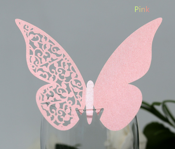 20/50/100 Pieces Butterfly Square Escort Wine Cup Paper Card Wedding Party Home Decorations