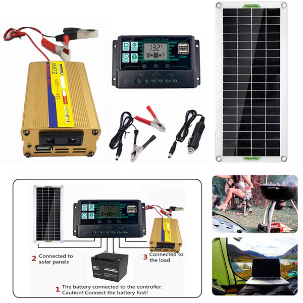 Solar Panel Kit 12V to 220V Battery Charger RV Travel Trailer Camper ...