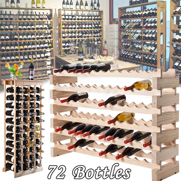 72 Bottle Wine Rack Stackable Bottle Holder 6-Tier Storage Shelf Free ...
