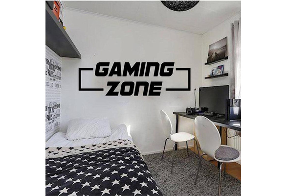 Gaming Zone Video Game Wall Sticker Playroom Bedroom Gaming Zone Gamer Xbox  Ps4 Quote Wall Decal Kids Room Vinyl Decor