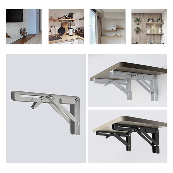 2PCS Stainless Steel Folding Table Brackets 14" Shelf Bench Support Heavy Duty 