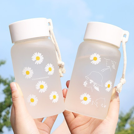 Small Daisy Transparent Plastic Water Bottle Creative Frosted