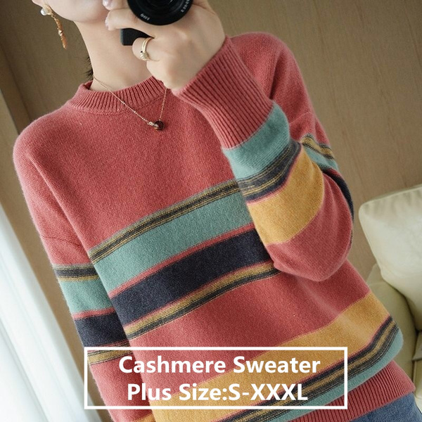 Women's Fashion Cashmere Sweater Casual Long Sleeve O-Neck Knitted