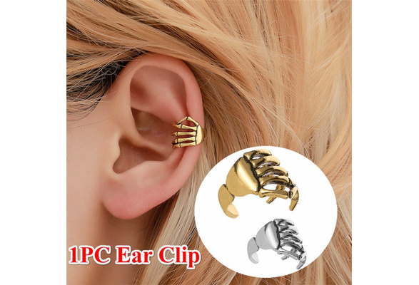 Chic Skeleton Hand Ear Cuff Silver Plated Ear Bone Personality Clip Earring XS