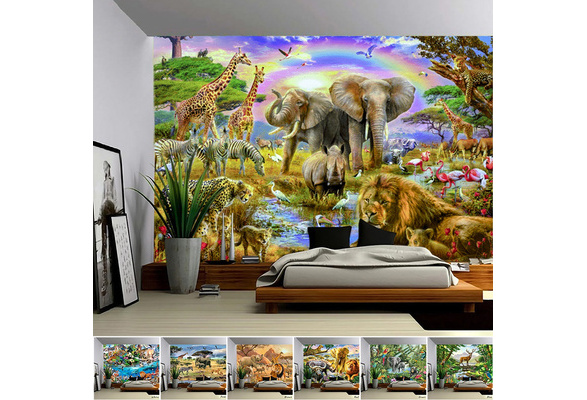 Tropical Jungle Animal Tapestry African Grassland Tapestry Wall Art