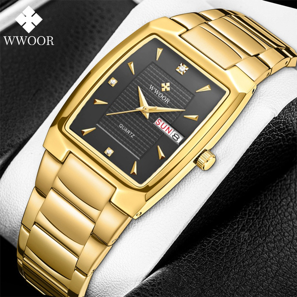  WWOOR Square Watches for Men Stainless Steel Mens