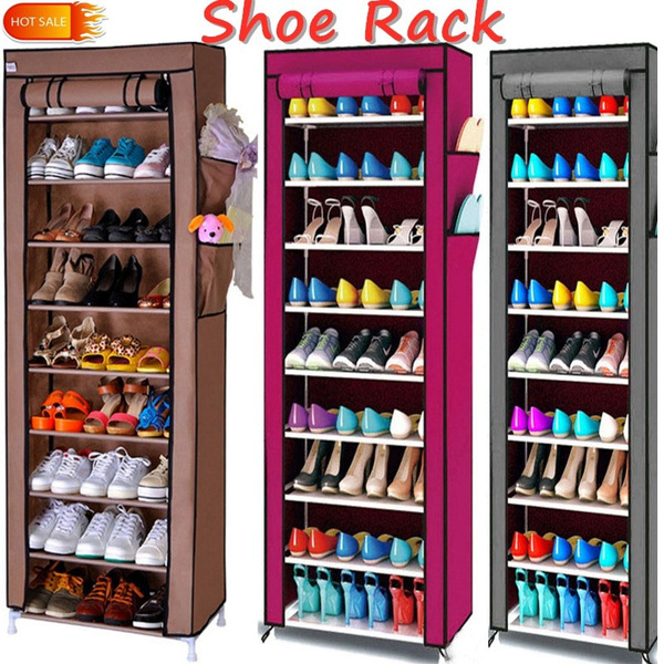 9 Layers 27 Pairs Shoe Rack Dustproof Cover Closet Shoe Storage Shoe