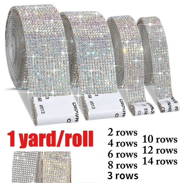 1yard Roll Self Adhesive Crystal Rhinestone Diamond Ribbon Diy Decoration Sticker With 2 Mm Rhinestones For Arts Crafts Car Phone 3 4 6 8 10 12 14 Rows Wish - Diy Bling Home Decor 1yard Roll Self Adhesive Crystal Rhinestone Diamond Ribbon Diy Decoration Sticker With 2 Mm Rhinestones For Arts Crafts Car Phone 3 4 6 8 10 12 14 Rows Wish - Diy Bling Home Decor