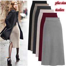 woolen, long skirt, splitskirt, Winter