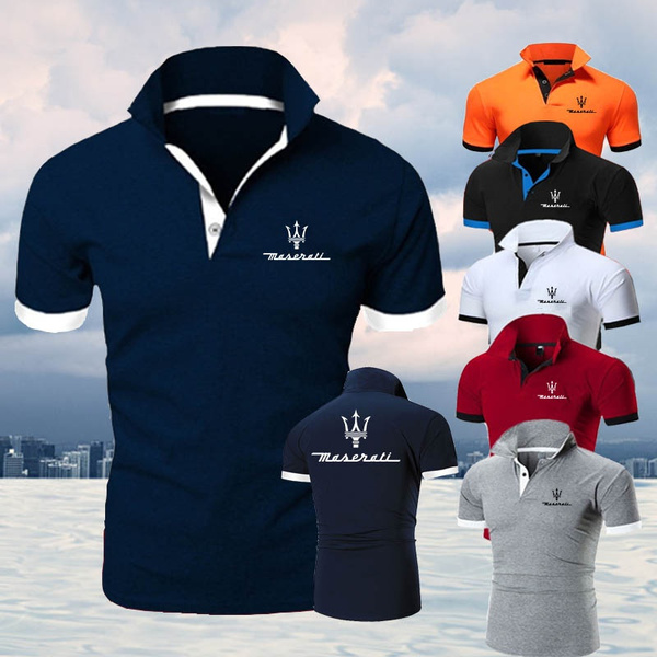 New High Quality MASERATI Men s T shirt Print Personality Slim Short sleeved Shirt Polo Shirt Summer Tops