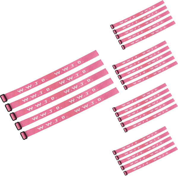 5pcs Pink WWJD Bracelets What Would Jesus Do Woven Wristbands