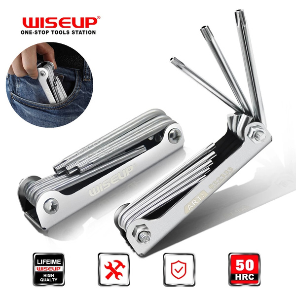 WISEUP Folding Allen Key Set Portable Hex Wrench Hexagon Key Set CR-V ...