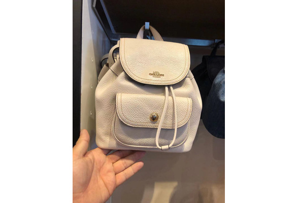 Coach Pennie 22 Soft White Leather Pebbled Backpack Coach Pennie Backpack 22 Pebble Leather Bag C4121 Chalk  main image 3