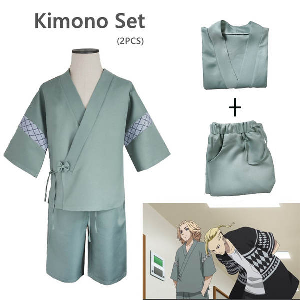 Cheap Anime Tokyo Revengers Mikey Green Kimono Shorts Manjiro Sano Cosplay  Costume Summer Yukata Cardigan Kawaii Pajamas Party Wear