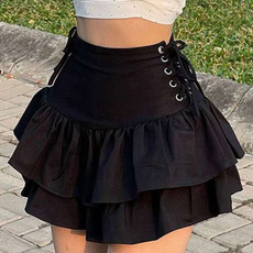 black skirt, Mini, Goth, high waist