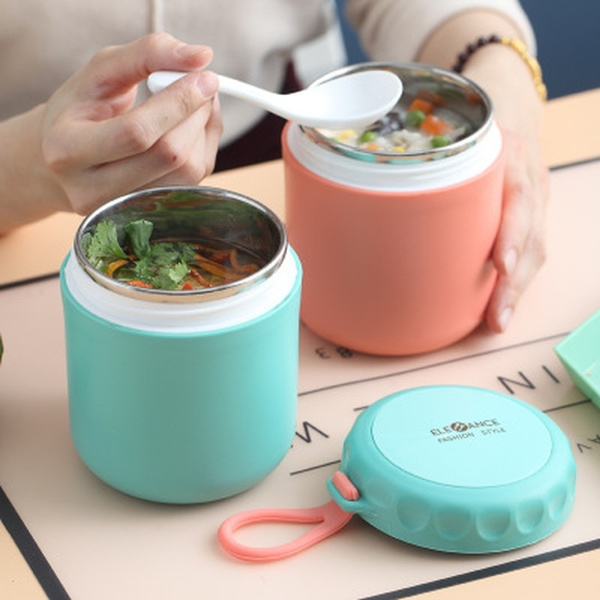 Stainless Steel Lunch Box Drinking Cup with Spoon Food Thermos