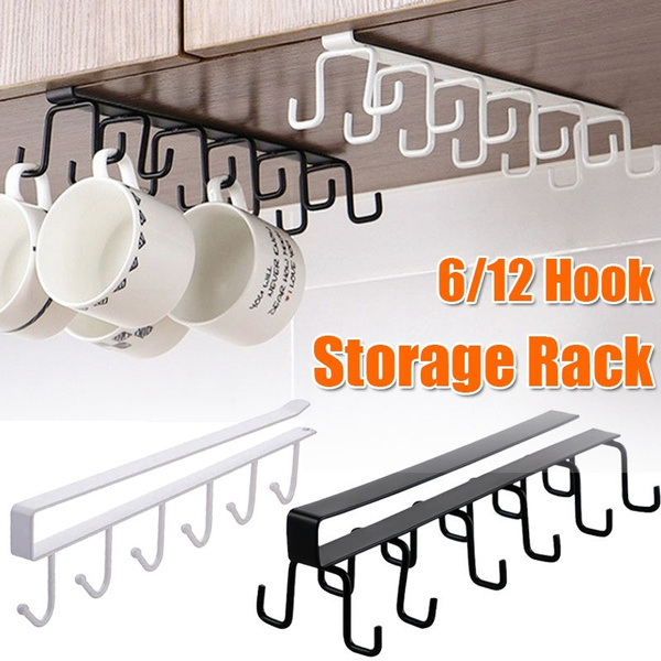 Double-Row Hook Hanging Cup Holder Kitchen Hook Rack Punch-free