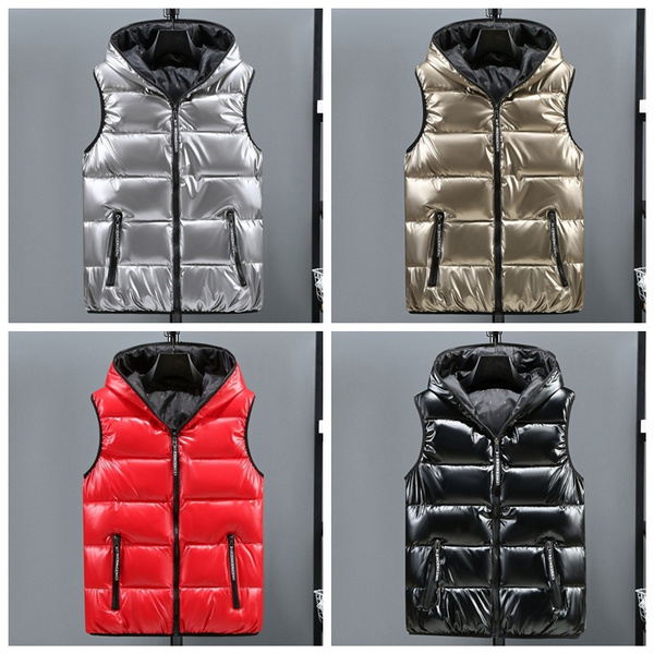 Mens Quilted Gilet Bodywarmer Hooded Quilted Vest Sleeveless Puffer Jacket with Hood