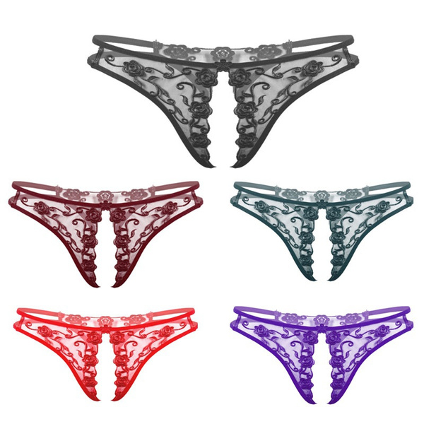Women's Lace Panties Lingerie G-string Crotchless Underwear Thongs Floral  Briefs