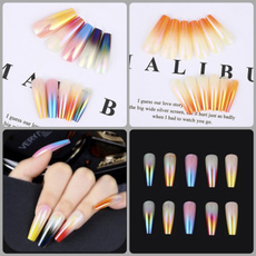 gradientcolor, rainbow, acrylic nails, Women's Fashion & Accessories
