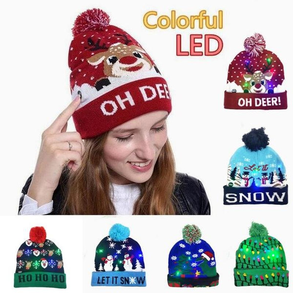 Led Christmas Hat Sweater Knitted Beanie Christmas Light Up Knitted Hat