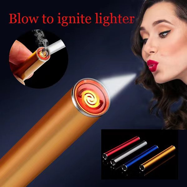 Creative Blow To Ignite Lighter Electric USB Lighter Cigarette Smoking Lighter Convenient