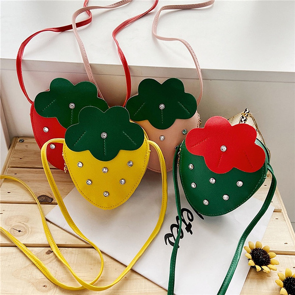 New Cute Small Coin Purse Crossbody Strawberry Shoulder Bag for Girls Mini Message Bag Children