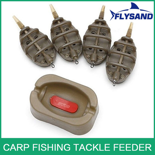 NEW 1 Set Outdoor Fish Tackle Fishing Accessories Inline Method Feeder  Mould Bait Thrower Bait Plumb Set Carp Fishing Bait Holder Tool 4 Feeders  15/20/25/35g OR 30/40/50/60g Optional Stonego Fishing Tool FLYSAND