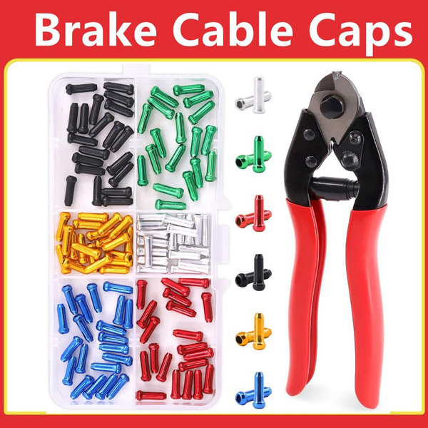 121Pcs Bike Cable End Caps with Cable Cutter Set, 121Pcs 6 Colors Cable