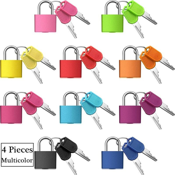 4 Pieces Suitcase Locks with Keys, Metal Padlocks Luggage Padlocks Small  Padlock Keyed Padlock for School Gym Classroom Matching Game (Multicolor,4  Pieces)