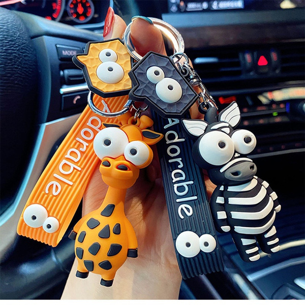 New Cartoon Key Chain PVC Zebra Giraffe Funny Toy Keychain Car Key Ring  Birthday Gifts Funny Ugly Cute Eye-Eye Elephant Keychain Cute Cartoon Epoxy  Eye-Eye Cow Car Key Chain Ring Bag Pendant