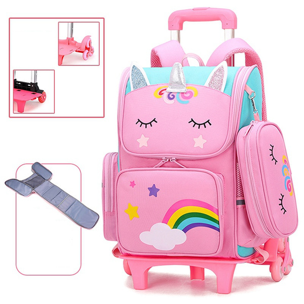 Girl luggage on online wheels