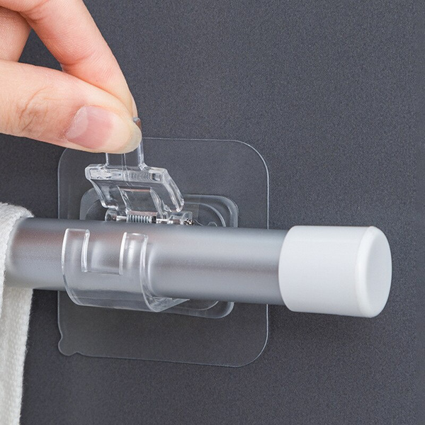 2pcs Nail Free Adjustable Curtain Rod Holder Clamp Hooks Rod Bracket 2pcs Nail Free Adjustable Curtain Rod Holder Clamp Hooks Rod Bracket