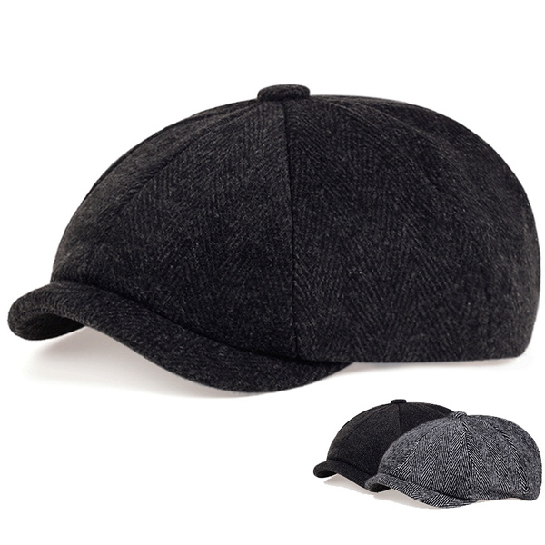 Fashion hat autumn and winter hat men's herringbone beret warm ...