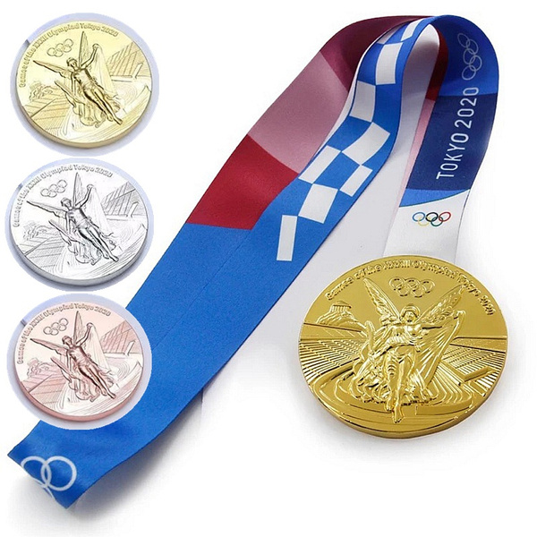 SDHO 2020 Japan Tokyo Olympics Medal 1:1 Replica zinc Alloy Material Gold/Silver/Bronze Medal Ribbon Medal Badge Model Gift Collection 