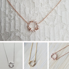 simplenecklace, leaf, Jewelry, flower necklace