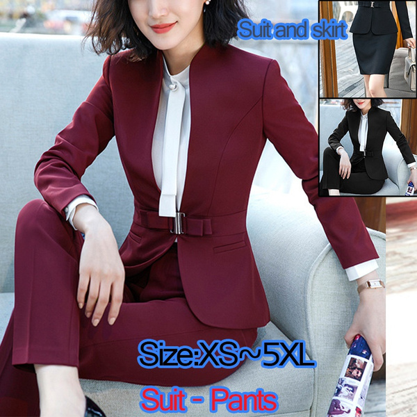 Plus Size Business Casual Suit Set Women's Plus Solid Long - Temu