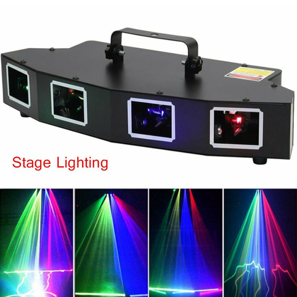 NEW 4 Beam Effect Laser Light Sound Activated DJ RGBY LED Projector